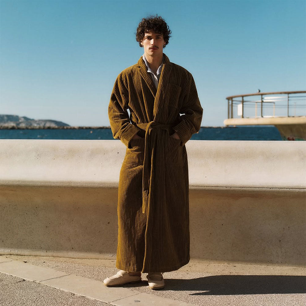 Bathrobe – Santiago Striped Velour Long